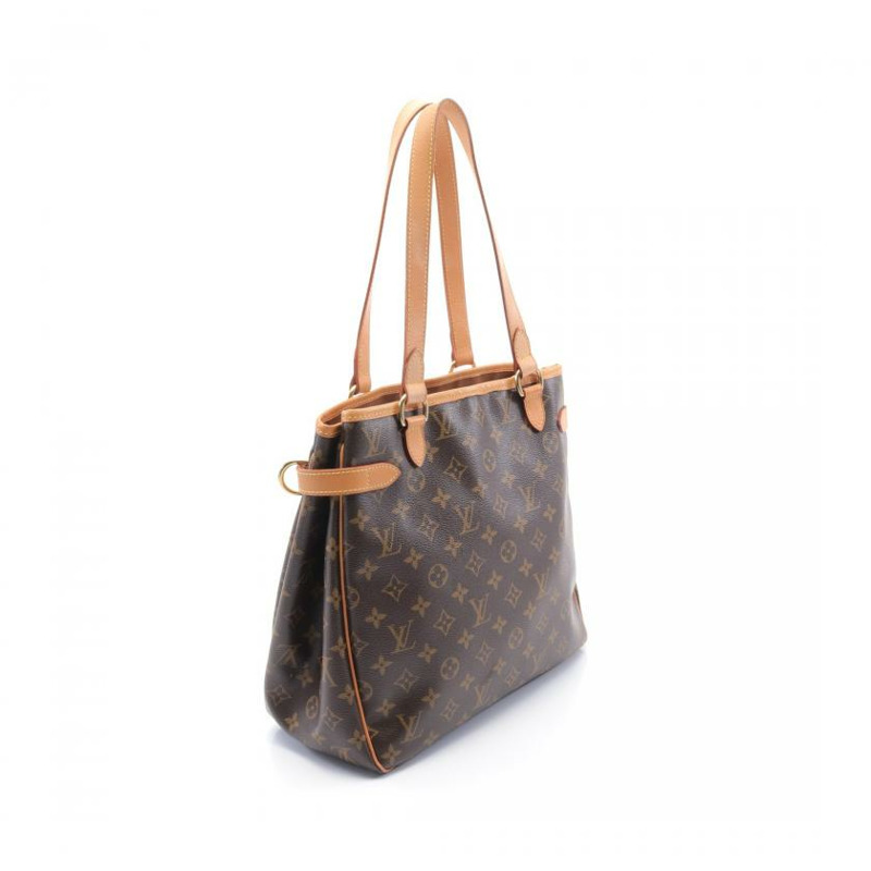 【日本直送】 中古LOUIS VUITTON 9成新  Batignolles Vertical 老花肩包 托特包 PVC 真皮 棕色-1