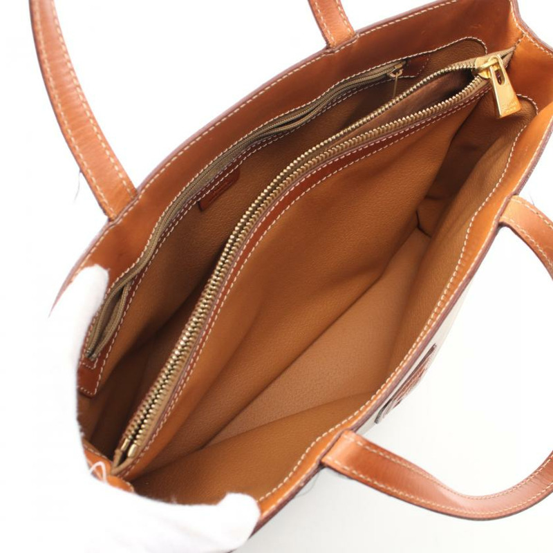 【日本直送】 中古CELINE 9成新  Macadam 手提包 PVC 真皮 米色 棕色-2