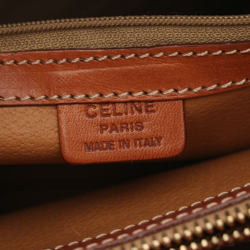 【日本直送】 中古CELINE 9成新  Macadam 手提包 PVC 真皮 米色 棕色-3