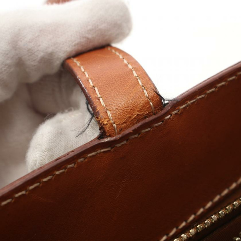 【日本直送】 中古CELINE 9成新  Macadam 手提包 PVC 真皮 米色 棕色-6