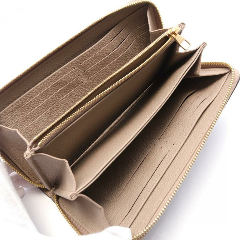 【日本直送】中古LOUIS VUITTON[A]雙色老花empreinte壓花浮雕 圓角拉鍊長款真皮錢包 灰米色 象牙白-2