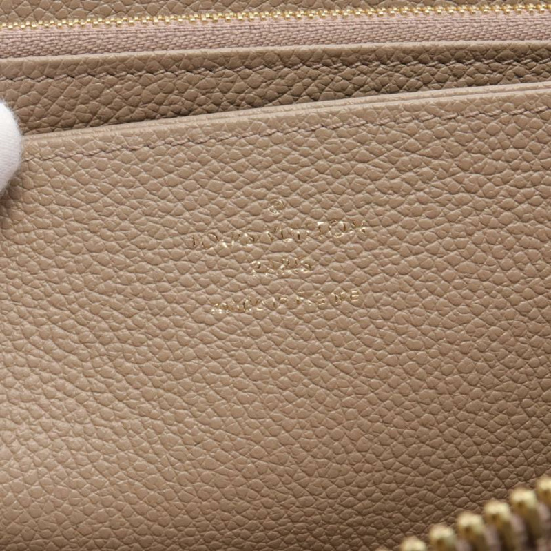 【日本直送】中古LOUIS VUITTON[A]雙色老花empreinte壓花浮雕 圓角拉鍊長款真皮錢包 灰米色 象牙白-3