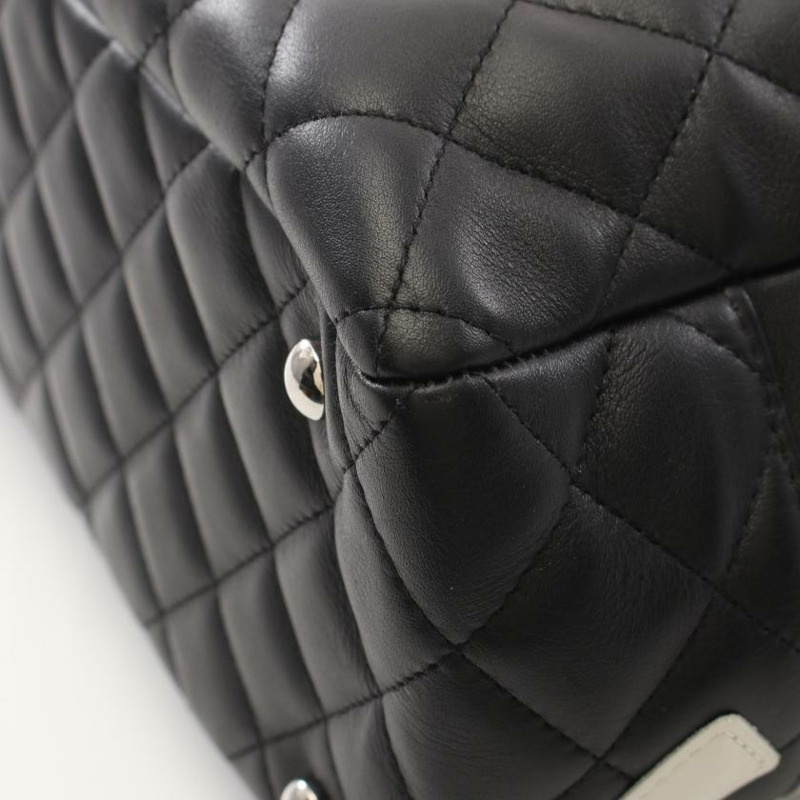 【日本直送】中古CHANEL[AB]康鵬系列 保齡球包 真皮肩包 黑色 白色-4