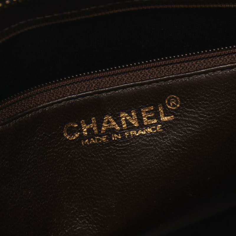 【日本直送】中古CHANEL[B]再版 手提包 托特包 荔枝紋皮 深棕色 金色五金-3