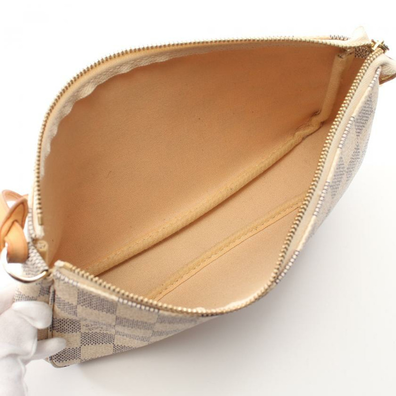 【日本直送】中古LOUIS VUITTON[B]Pochette Accessoires  白色棋盤格 手提包 PVC 真皮 白色-2