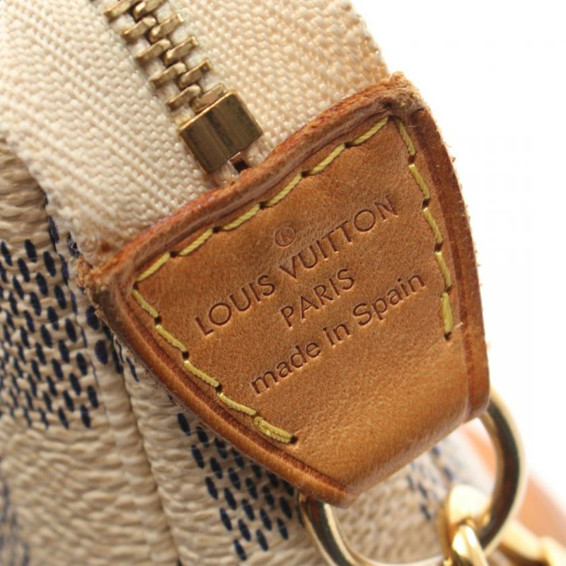 【日本直送】中古LOUIS VUITTON[B]Pochette Accessoires  白色棋盤格 手提包 PVC 真皮 白色-3