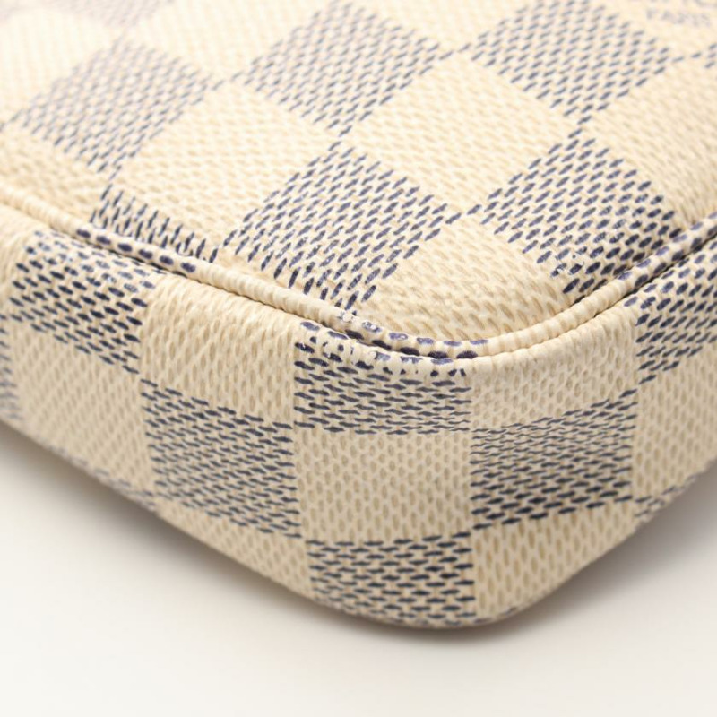 【日本直送】中古LOUIS VUITTON[B]Pochette Accessoires  白色棋盤格 手提包 PVC 真皮 白色-5