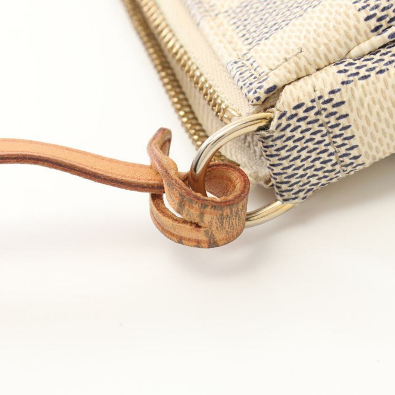 【日本直送】中古LOUIS VUITTON[B]Pochette Accessoires  白色棋盤格 手提包 PVC 真皮 白色-6