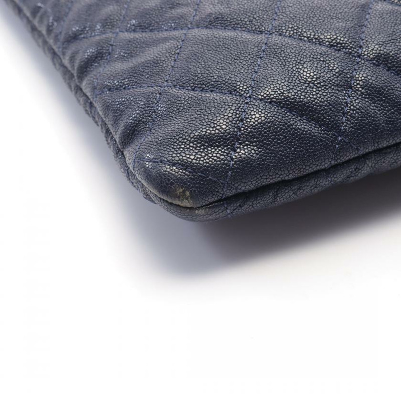 【日本直送】中古CHANEL[B]BOY CHANEL 手包 軟荔枝紋皮 海軍藍 做舊銀色五金-4