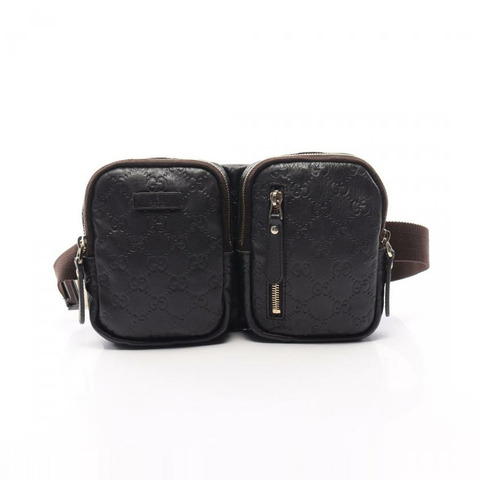 【日本直送】中古GUCCI[B]Guccissima 隨身包 腰包 真皮 深棕色