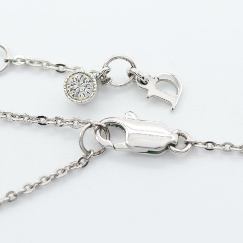 【日本直送】中古Christian Dior[B]DLogo 蝴蝶結 項鍊 萊茵石 銀色 透明-2