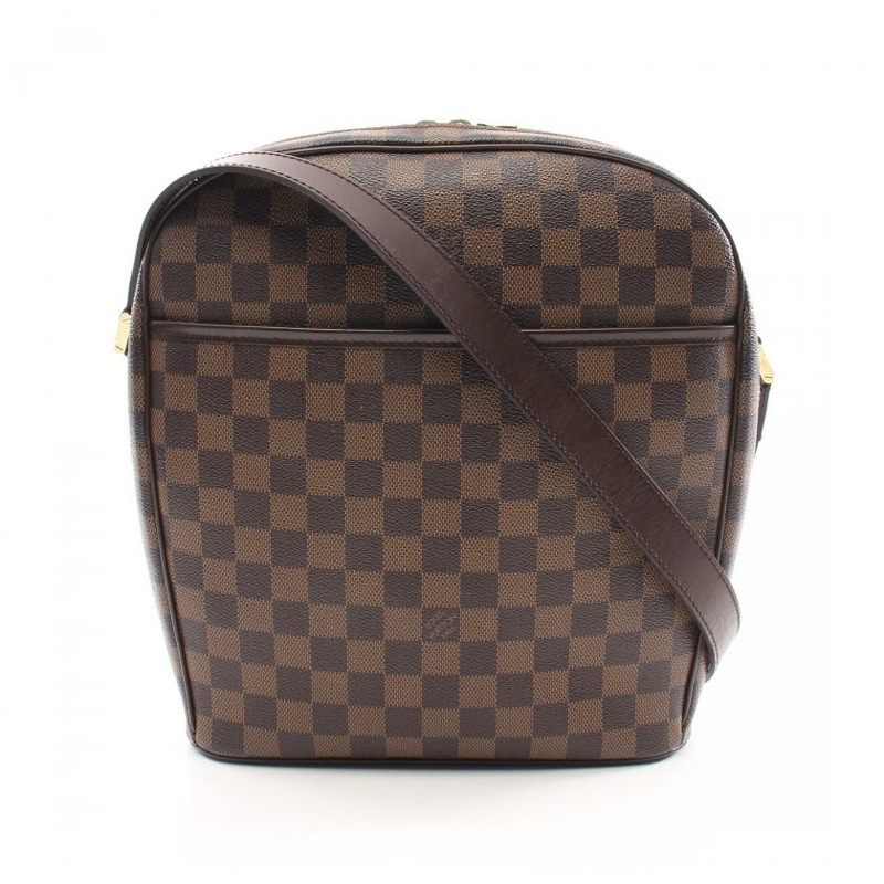 【日本直送】中古LOUIS VUITTON[B]Lpanema GM  烏黑色棋盤格 肩包 PVC 真皮 棕色-0