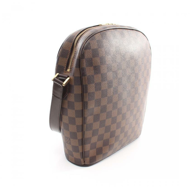 【日本直送】中古LOUIS VUITTON[B]Lpanema GM  烏黑色棋盤格 肩包 PVC 真皮 棕色-1