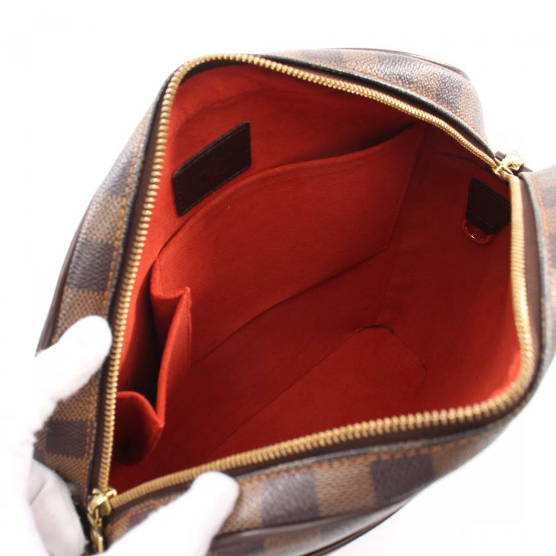 【日本直送】中古LOUIS VUITTON[B]Lpanema GM  烏黑色棋盤格 肩包 PVC 真皮 棕色-2