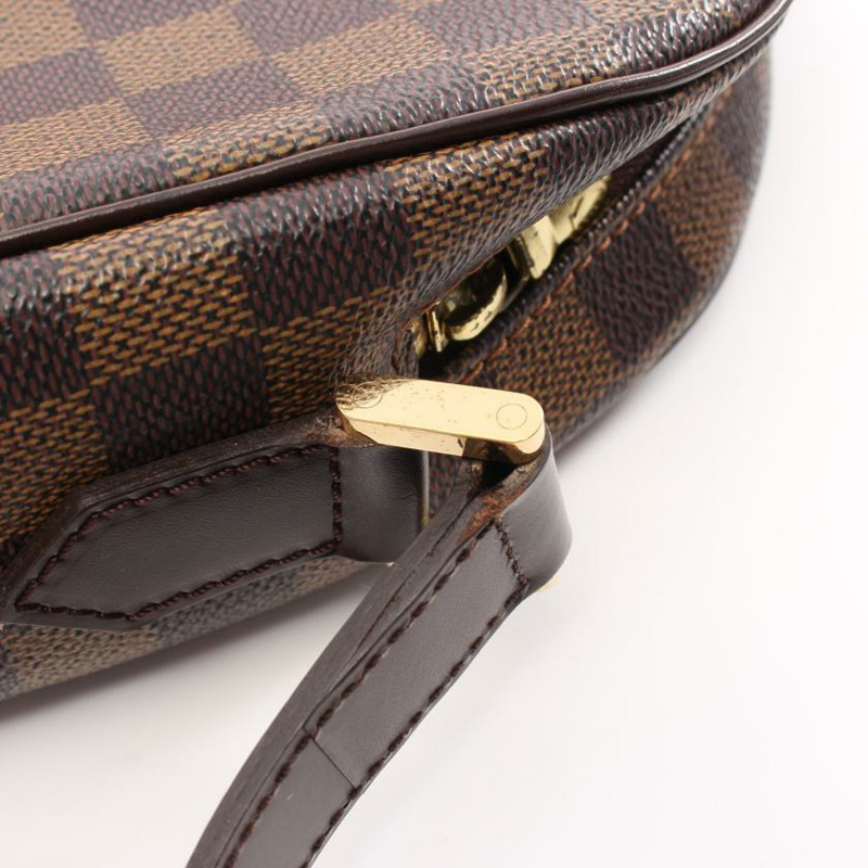 【日本直送】中古LOUIS VUITTON[B]Lpanema GM  烏黑色棋盤格 肩包 PVC 真皮 棕色-6