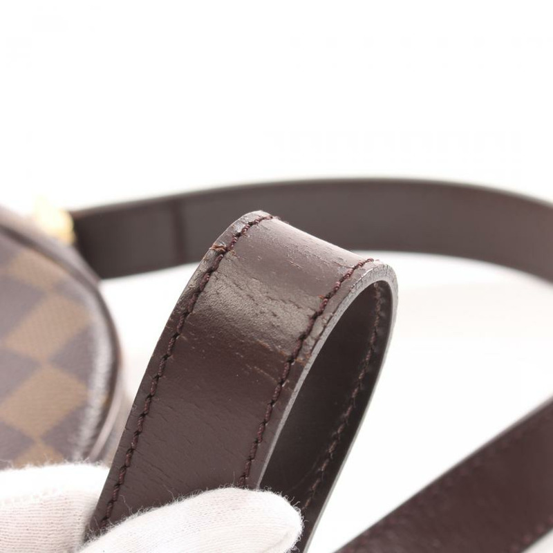 【日本直送】中古LOUIS VUITTON[B]Lpanema GM  烏黑色棋盤格 肩包 PVC 真皮 棕色-8