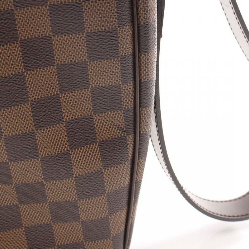 【日本直送】中古LOUIS VUITTON[B]Lpanema GM  烏黑色棋盤格 肩包 PVC 真皮 棕色-9