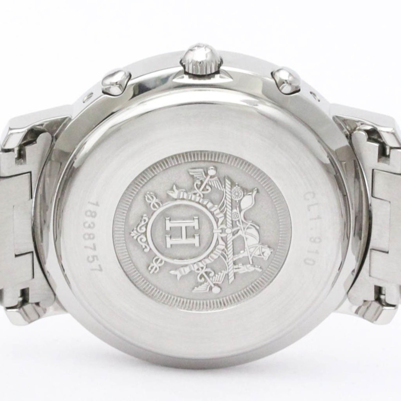 【日本直送】拋光 HERMES Clipper 計時碼表男士石英手錶 CL1.910 BF557209-5