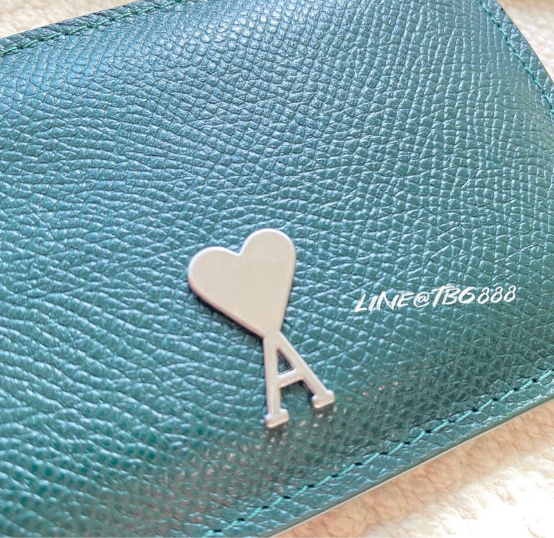 ❤️💜 全新品 Ami Paris 深綠 荔枝紋 零錢包 卡夾-1
