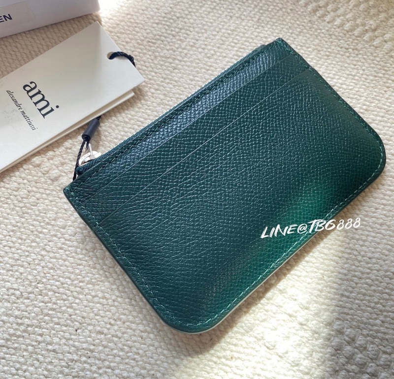 ❤️💜 全新品 Ami Paris 深綠 荔枝紋 零錢包 卡夾-3