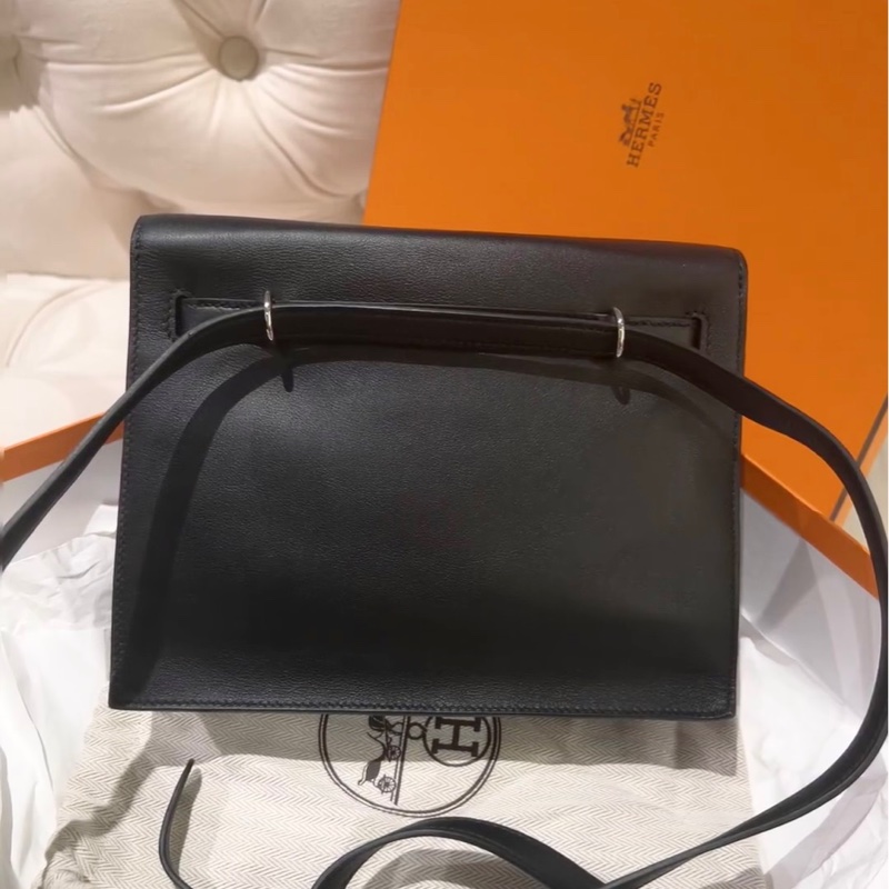 Hermes愛馬仕Kelly danse凱莉跳舞包黑色銀釦eve皮阿嬌同款真皮輕奢肩背包側背包托特包手提包通勤女包側背包-1