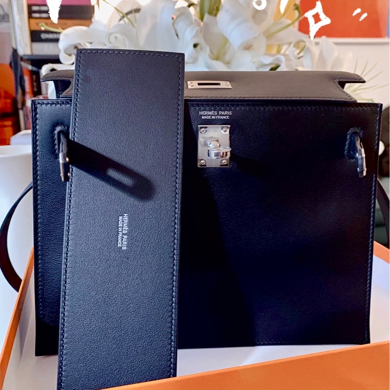 Hermes愛馬仕Kelly danse凱莉跳舞包黑色銀釦eve皮阿嬌同款真皮輕奢肩背包側背包托特包手提包通勤女包側背包-8