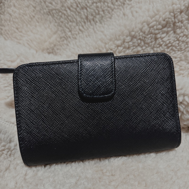 Prada 中夾 皮夾 十字壓紋牛皮 9成新-3