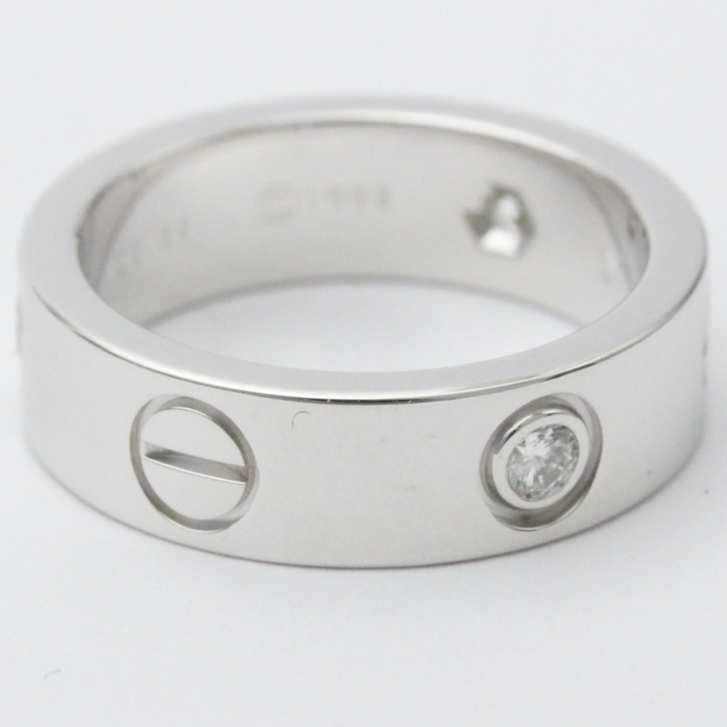 【日本直送】拋光卡地亞 Love 戒指 3 顆鑽石 #51 18K 白金 BF557866-4