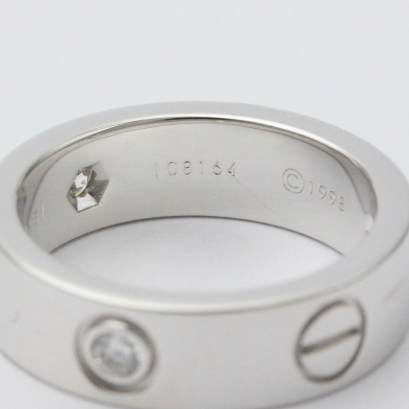 【日本直送】拋光卡地亞 Love 戒指 3 顆鑽石 #51 18K 白金 BF557866-7