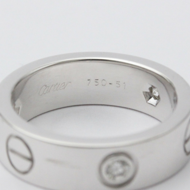 【日本直送】拋光卡地亞 Love 戒指 3 顆鑽石 #51 18K 白金 BF557866-8