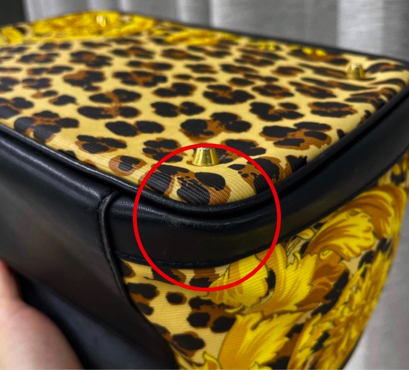 珍藏美品❤️VERSACE 豹紋 太陽頭 手提箱包 斜背化妝包 絕版珍品-13