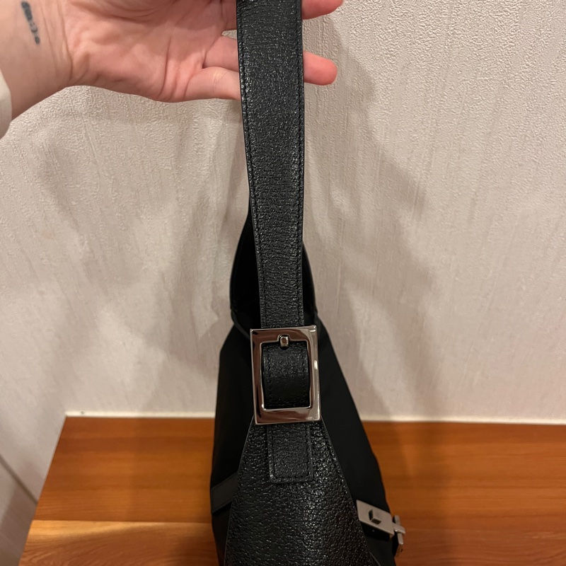 Gucci 黑色賈姬包 肩背包 黑色提袋-1