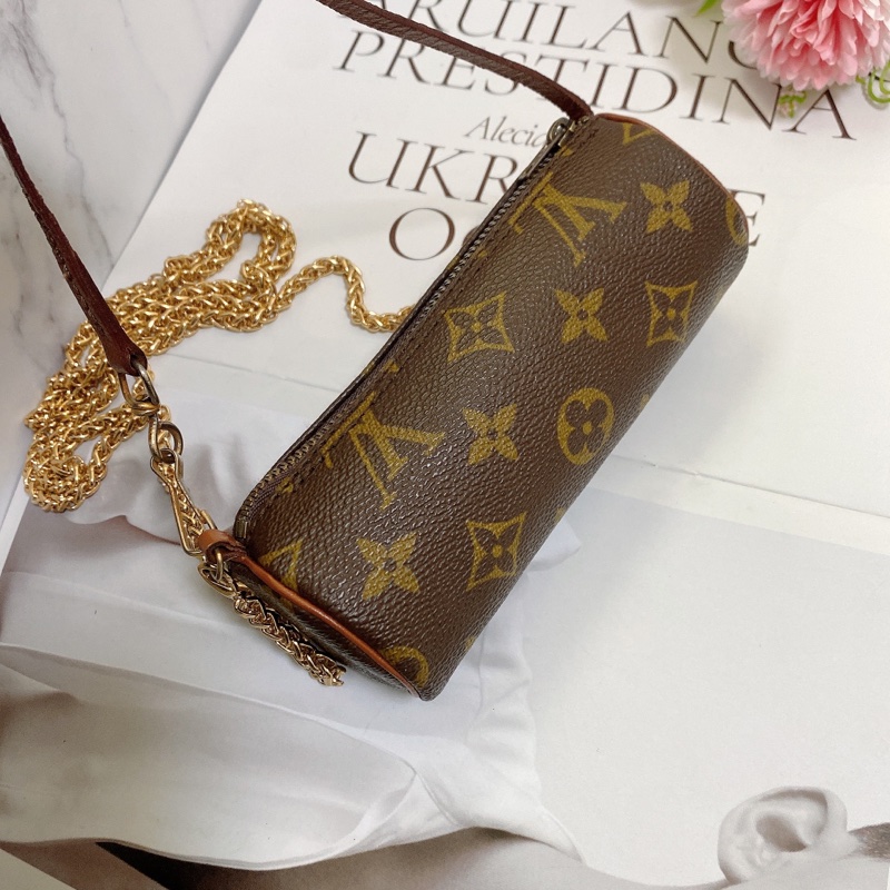 LV 紅皮小圓桶mini小圓筒鏈條包-9