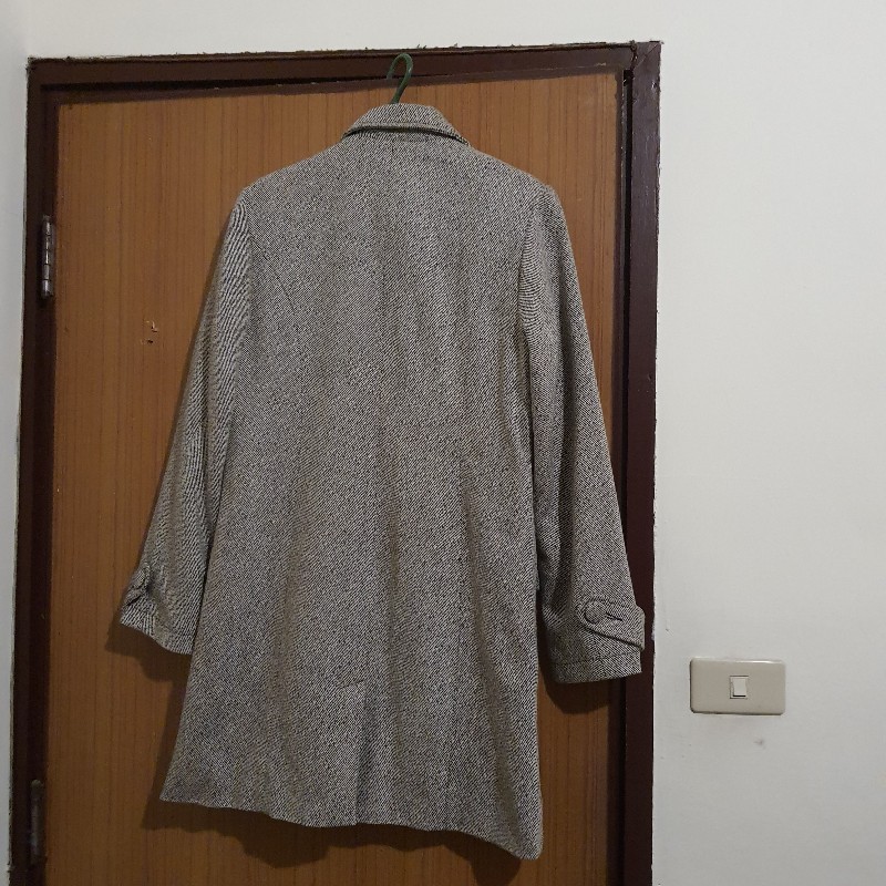 咖啡色雙排扣長版外套-2