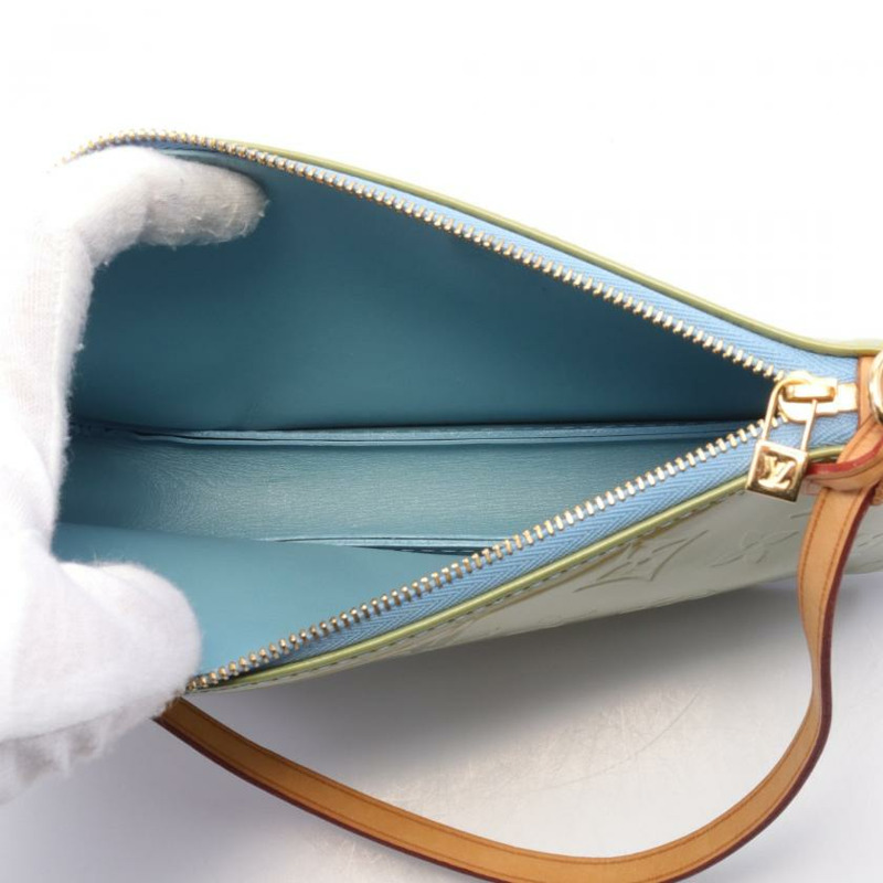 【日本直送】中古LOUIS VUITTON[B]列剋星敦 monogram vernis 淡藍色 手包 皮革 淺藍色-2