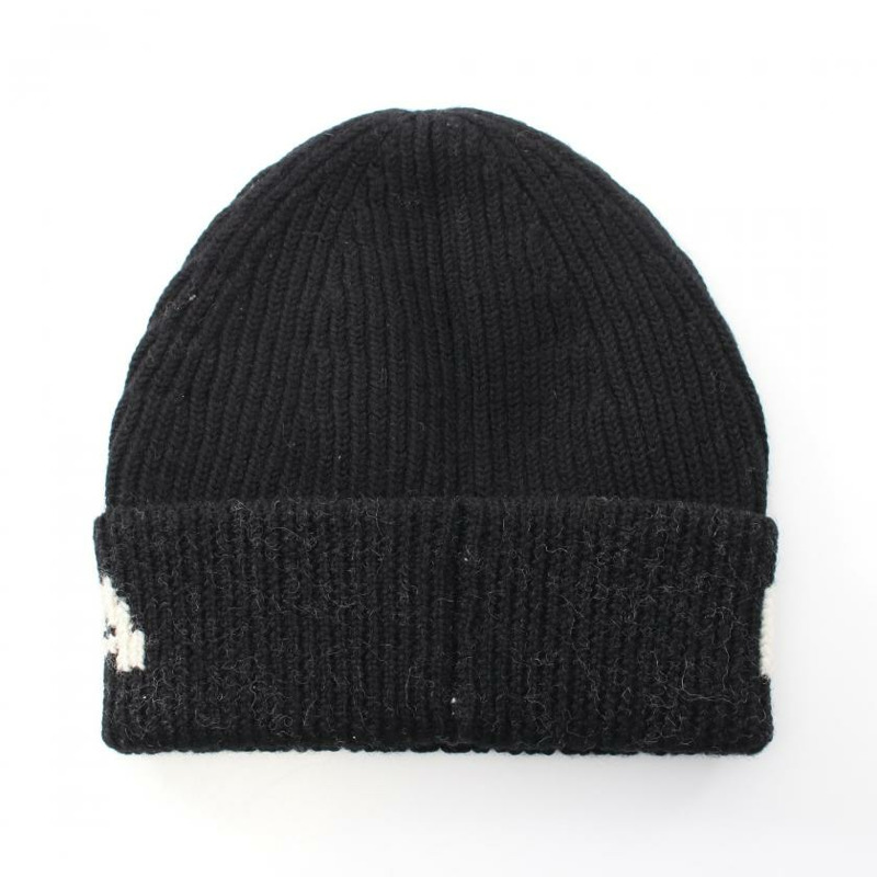 【日本直送】中古BALENCIAGA[B]針織帽 針織帽 logo 羊毛 黑色 白色-1