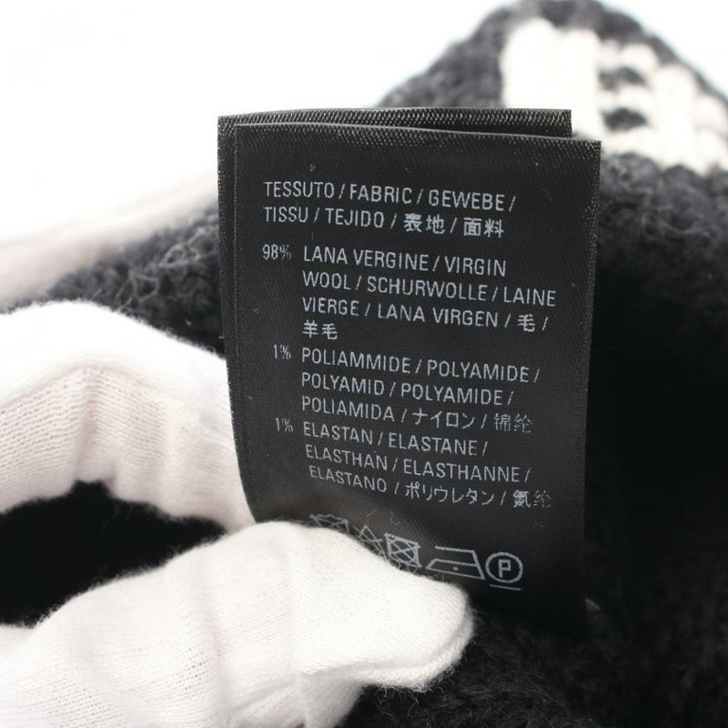 【日本直送】中古BALENCIAGA[B]針織帽 針織帽 logo 羊毛 黑色 白色-3