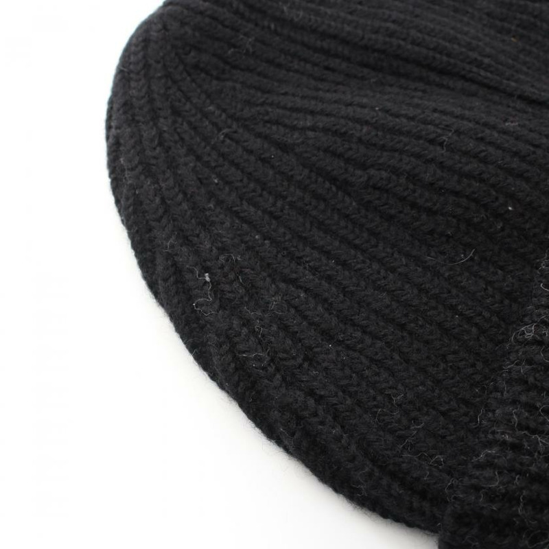 【日本直送】中古BALENCIAGA[B]針織帽 針織帽 logo 羊毛 黑色 白色-5