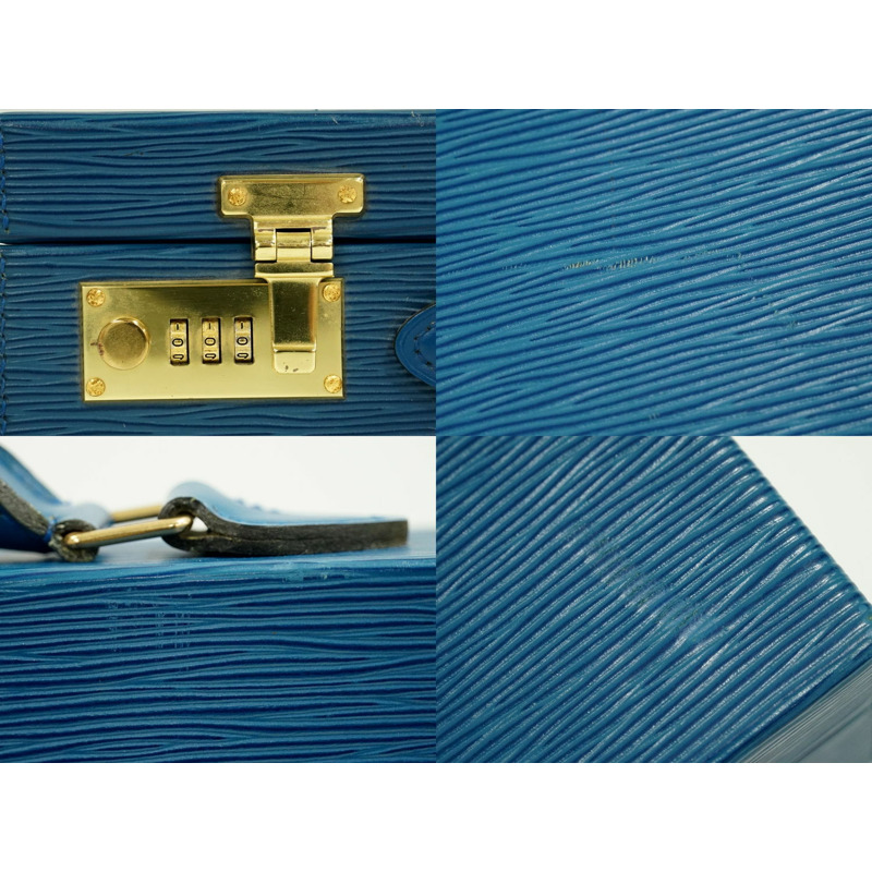 真正的路易威登 LOUIS VUITTON LV epi 皮革後備箱公文包手提包托萊多藍色威登包二手-3