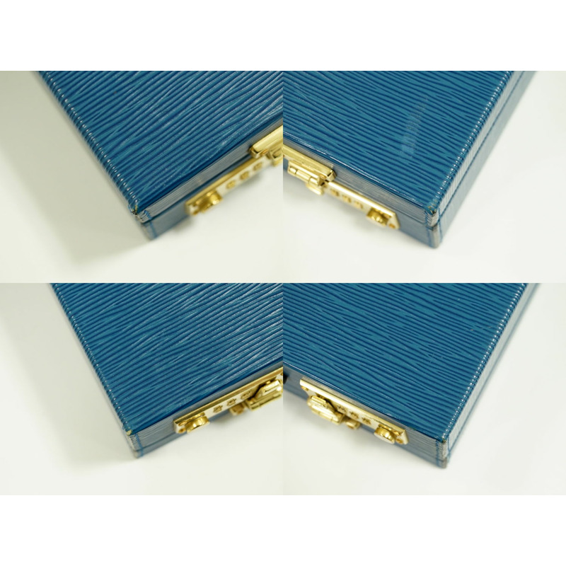 真正的路易威登 LOUIS VUITTON LV epi 皮革後備箱公文包手提包托萊多藍色威登包二手-5