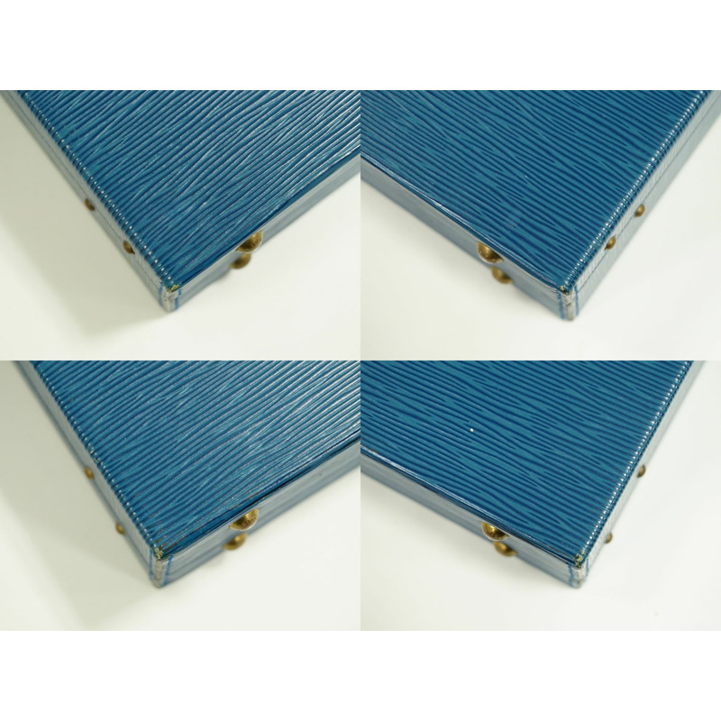 真正的路易威登 LOUIS VUITTON LV epi 皮革後備箱公文包手提包托萊多藍色威登包二手-6