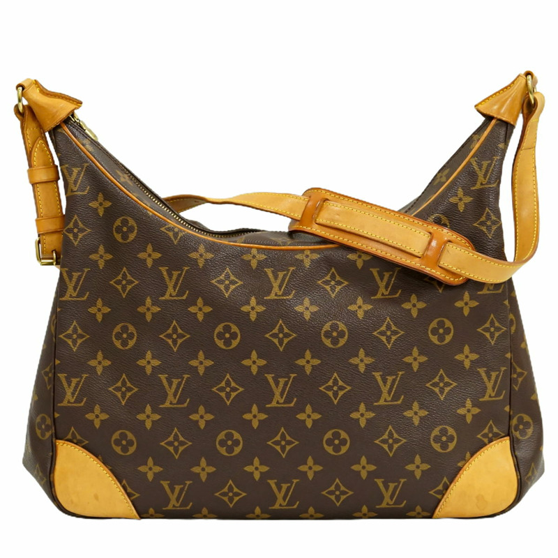 正品路易威登 LOUIS VUITTON LV Boulogne 35 交織字母單肩包棕色 M51260 Boulogne Vuitton 包二手-0