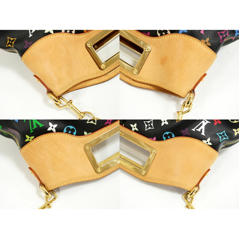 正品路易威登路易威登 LV Judy MM 交織字母多色 2WAY 單肩包手提包黑色 M40256 Judy Vuitton 包二手-5