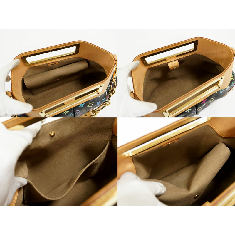 正品路易威登路易威登 LV Judy MM 交織字母多色 2WAY 單肩包手提包黑色 M40256 Judy Vuitton 包二手-7