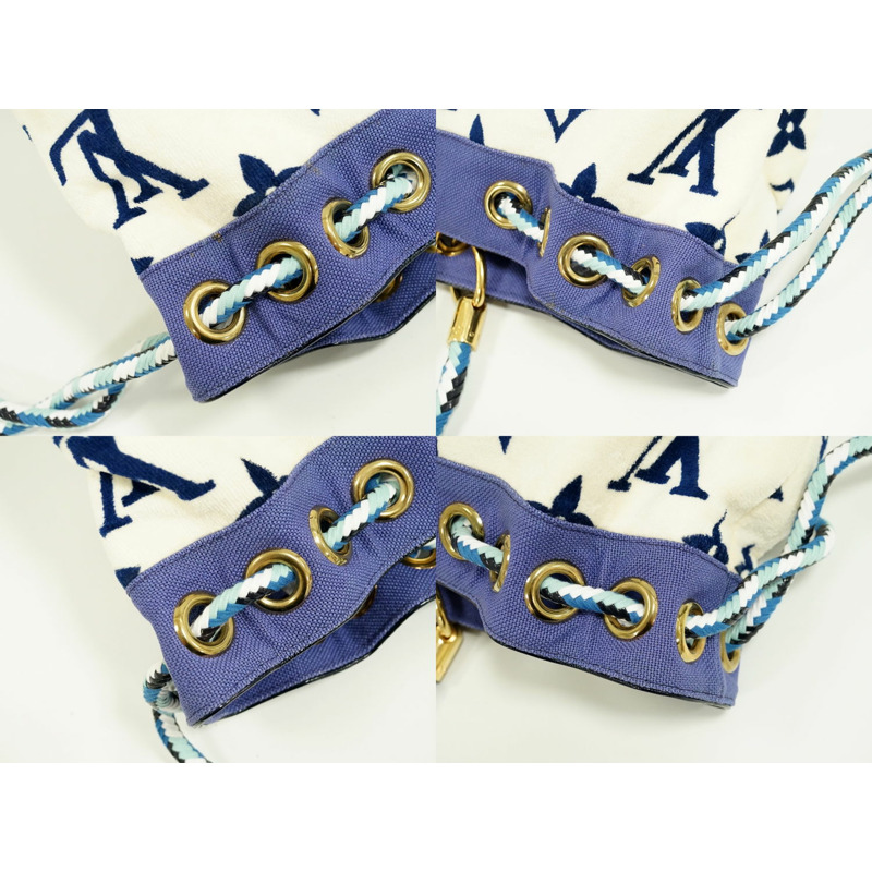 真正的路易威登 LOUIS VUITTON LV Eponge 交織字母樁手提包單肩包白色藍色 M92097 Eponge Vuitton 包二手-5