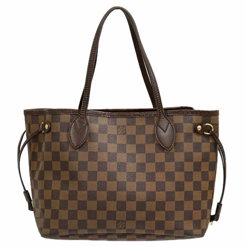 正品路易威登 LOUIS VUITTON LV neverfull PM Damier Ebene 手提包單肩包棕色 N51109 Neverfull Vuitton 包二手-0