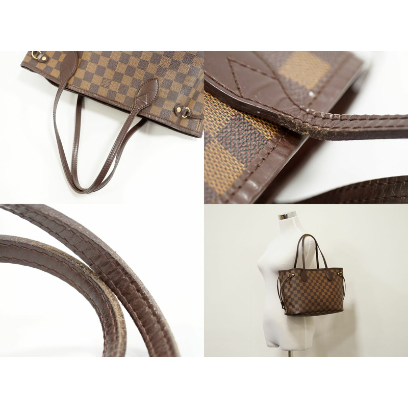 正品路易威登 LOUIS VUITTON LV neverfull PM Damier Ebene 手提包單肩包棕色 N51109 Neverfull Vuitton 包二手-4