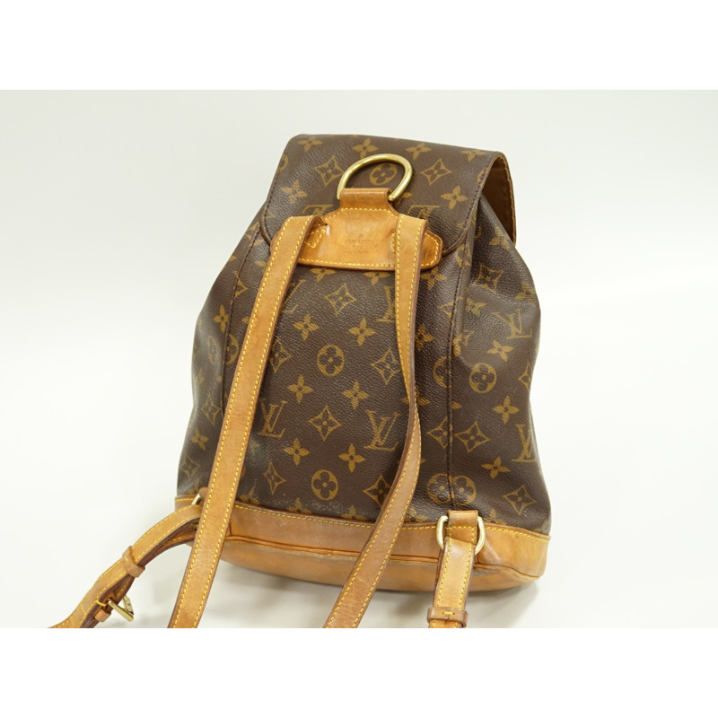 正品路易威登 LOUIS VUITTON LV Montsuri MM 帆布背包背包交織字母棕色 M51136 Montsouris Vuitton 包二手-1
