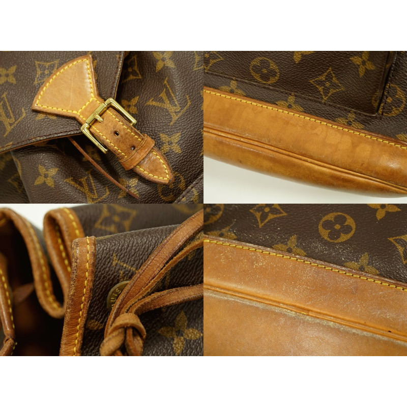 正品路易威登 LOUIS VUITTON LV Montsuri MM 帆布背包背包交織字母棕色 M51136 Montsouris Vuitton 包二手-3