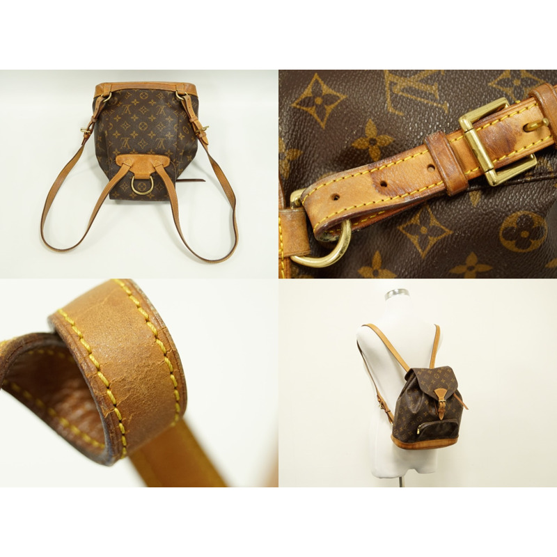正品路易威登 LOUIS VUITTON LV Montsuri MM 帆布背包背包交織字母棕色 M51136 Montsouris Vuitton 包二手-4